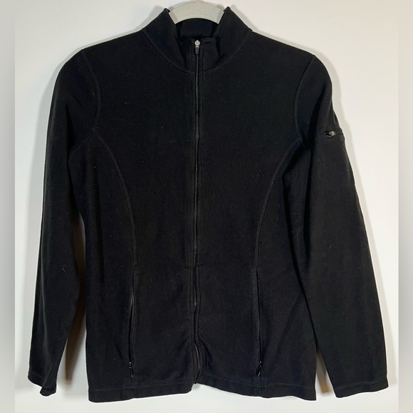 LL Bean lightweight fleece zip up black jacket sz S layering outdoors womens - Picture 1 of 8